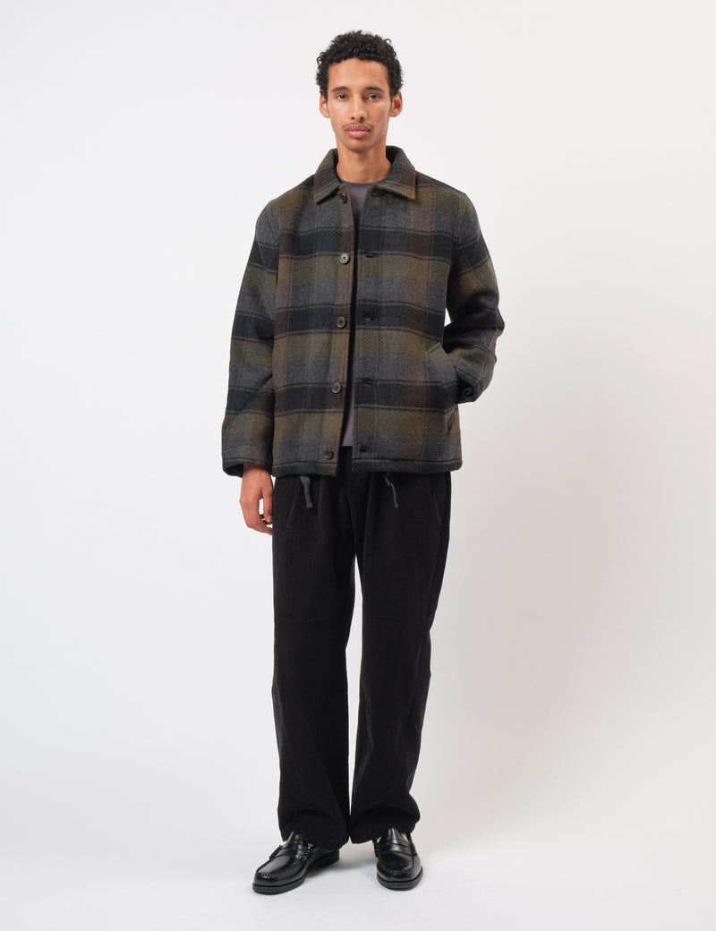 Universal Works Wayfarer Jacket (Berlin Wool Check) - Black/Brown
