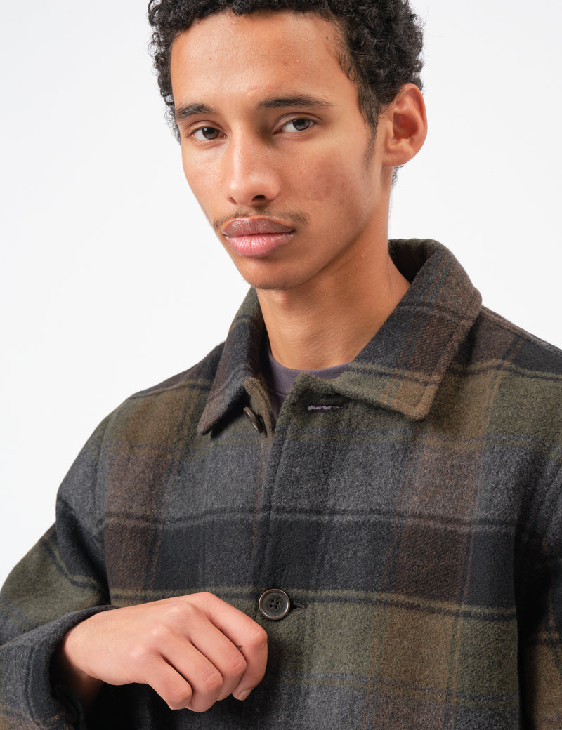 Universal Works Wayfarer Jacket (Berlin Wool Check) - Black/Brown