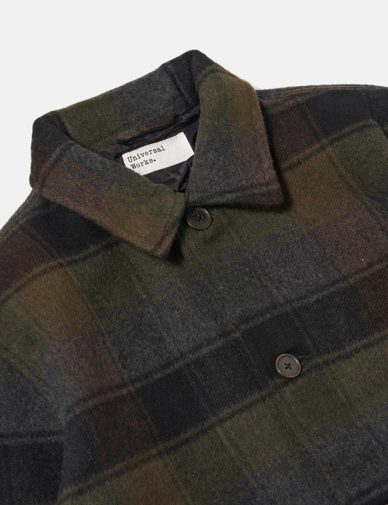 Universal Works Wayfarer Jacket (Berlin Wool Check) - Black/Brown