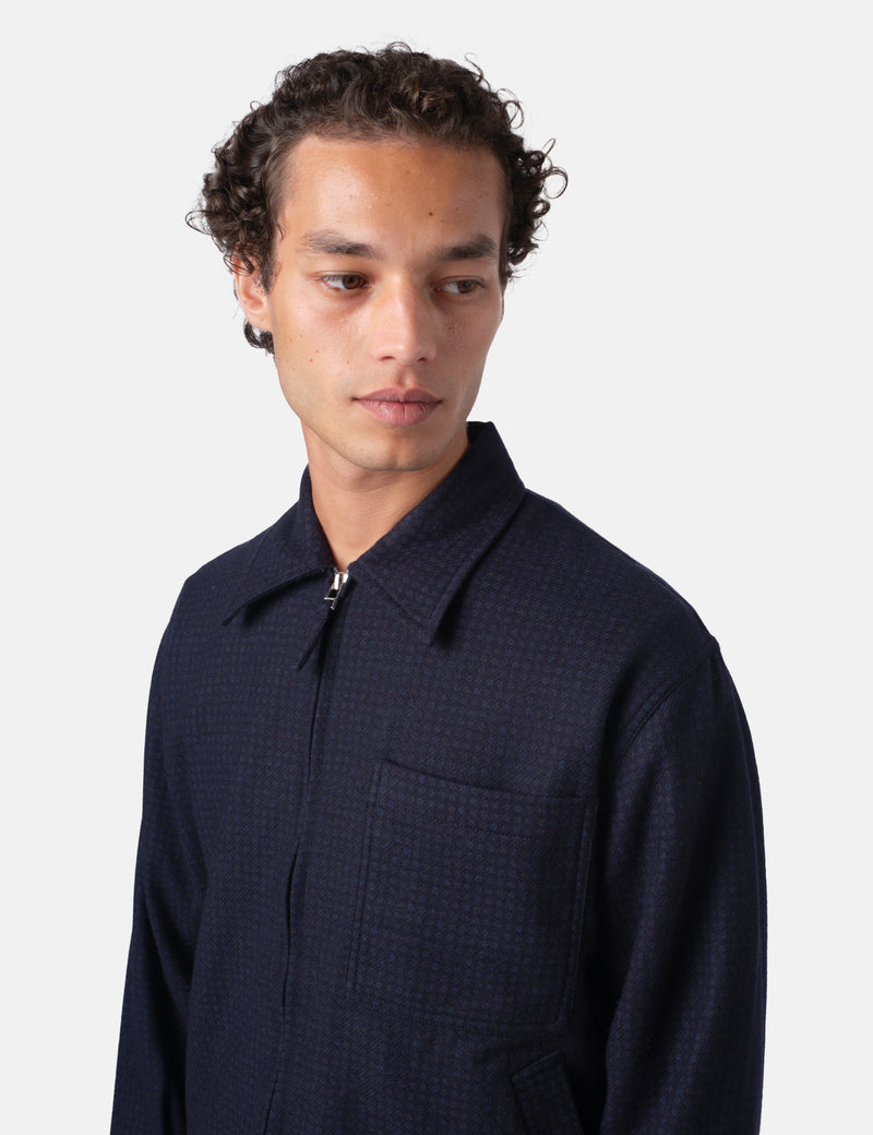 Universal Works Rose Bowl Jacket (Dot Print) - Navy Blue
