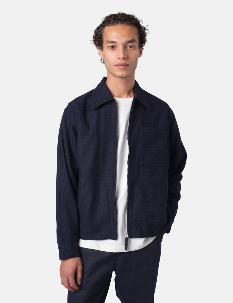 Universal Works Rose Bowl Jacket (Dot Print) - Navy Blue