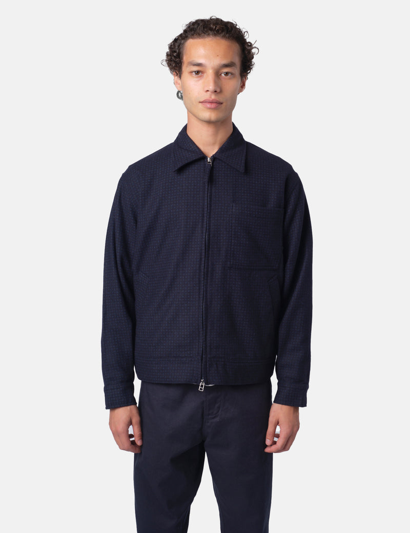Universal Works Rose Bowl Jacket (Dot Print) - Navy Blue