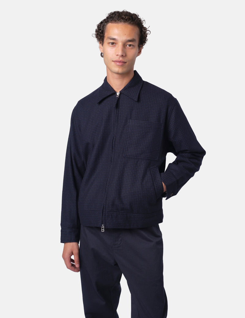 Universal Works Rose Bowl Jacket (Dot Print) - Navy Blue