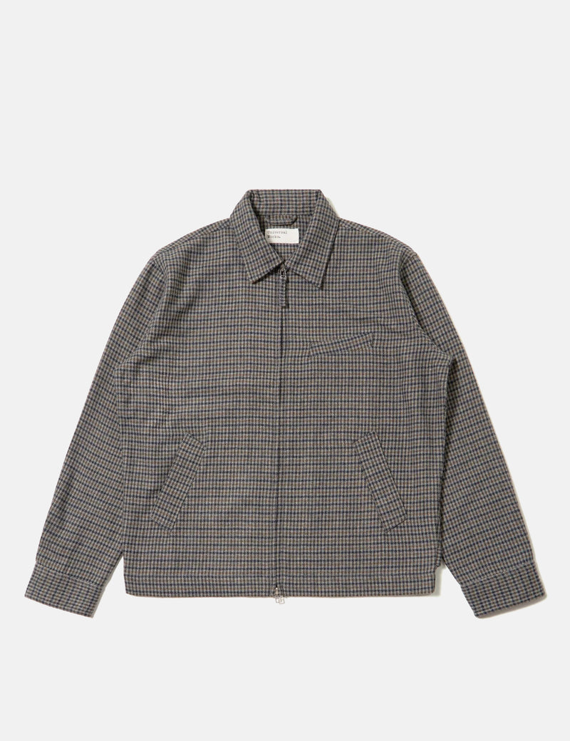 Universal Works Windcheater Jacket (Houndstooth Wool) - Charcoal