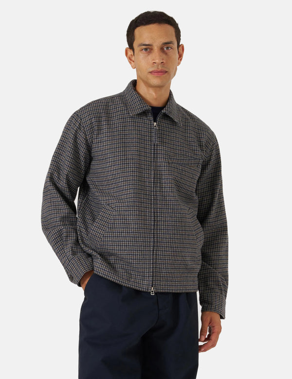 Universal Works Windcheater Jacket (Houndstooth Wool) - Charcoal
