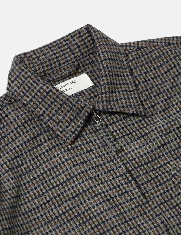 Universal Works Windcheater Jacket (Houndstooth Wool) - Charcoal