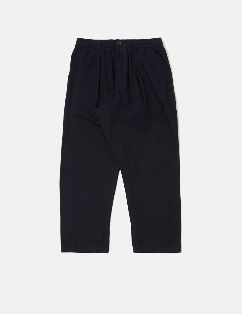 Universal Works Pleated Track Pant (Brushed Moleskin) - Navy Blue