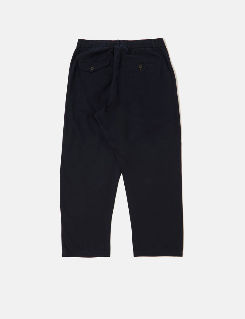 Universal Works Pleated Track Pant (Brushed Moleskin) - Navy Blue