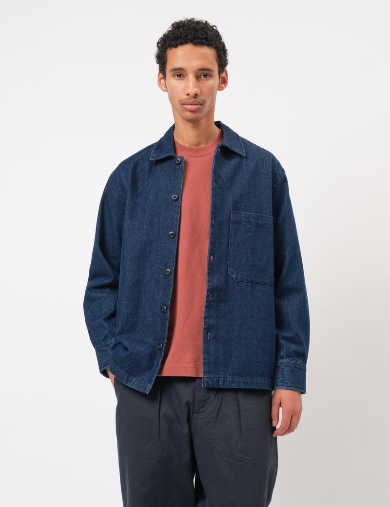 Universal Works Fatigue Shirt (Denim) - Indigo Blue