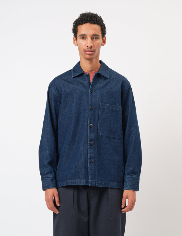 Universal Works Fatigue Shirt (Denim) - Indigo Blue