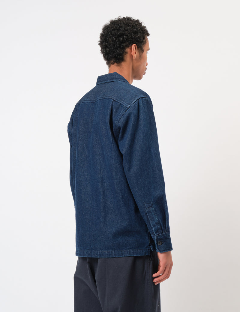 Universal Works Fatigue Shirt (Denim) - Indigo Blue