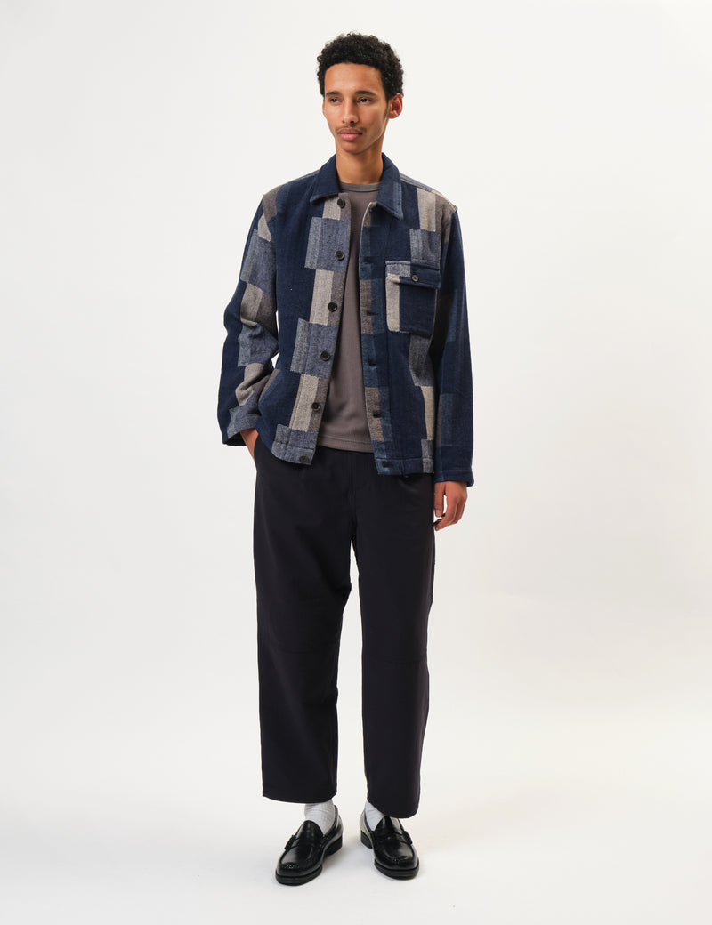 Universal Works Tech Overshirt (Japanese Patchwork) - Navy Blue