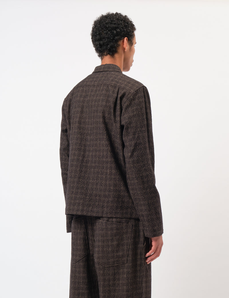 Universal Works Zip Shirt (Cedar Check) - Brown