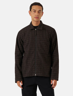 Universal Works Zip Shirt (Cedar Check) - Brown