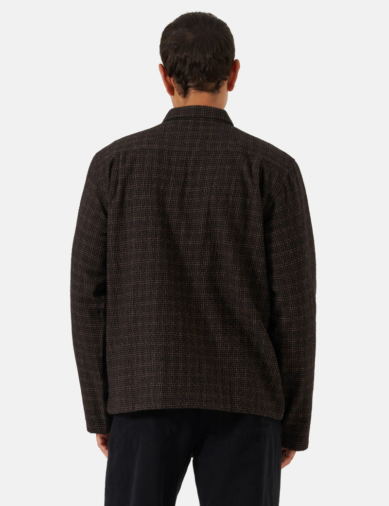 Universal Works Zip Shirt (Cedar Check) - Brown