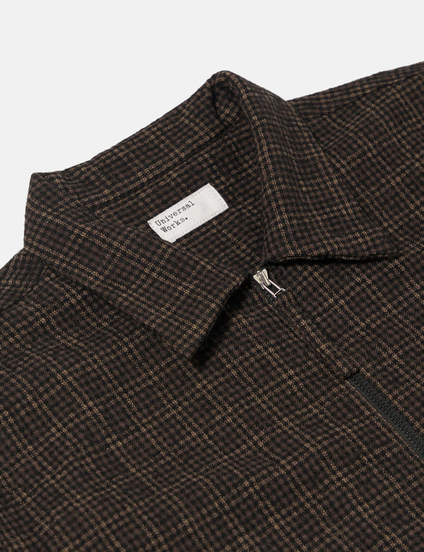 Universal Works Zip Shirt (Cedar Check) - Brown