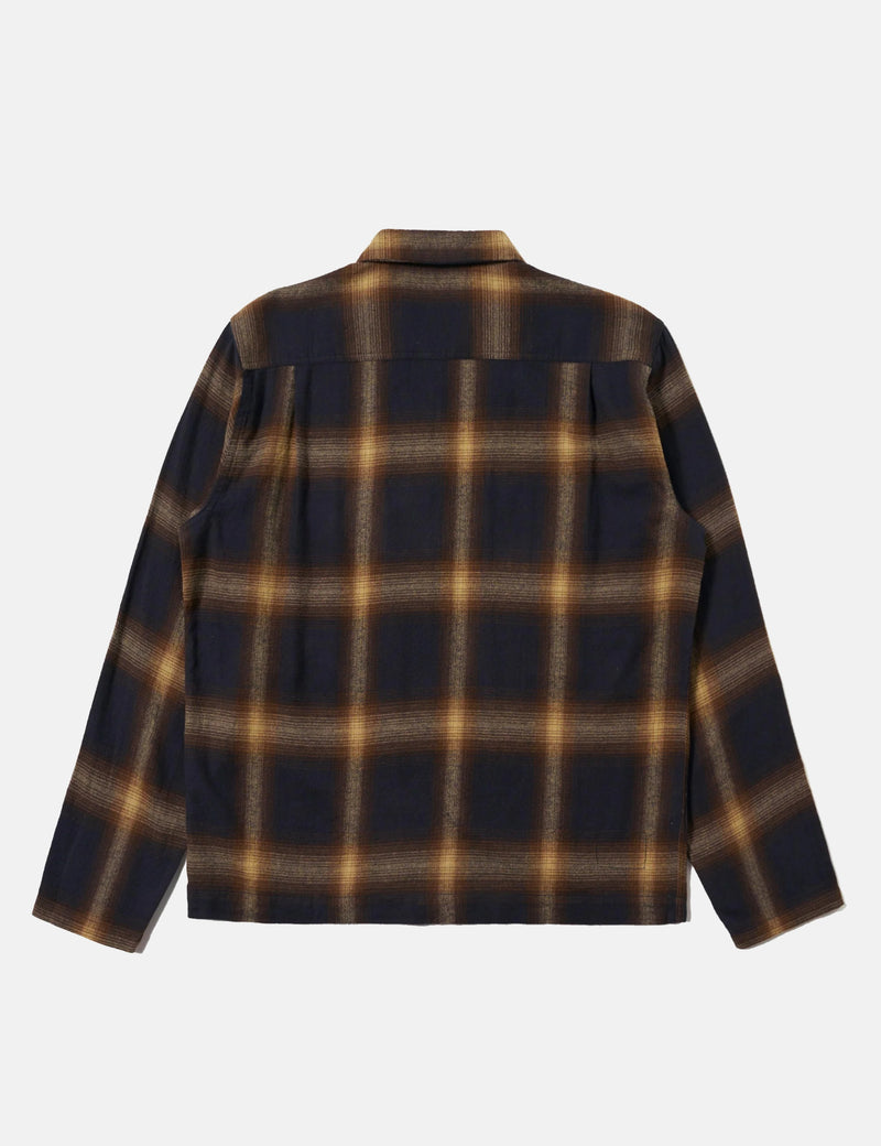 Universal Works Zip Shirt (Canyon Check) - Navy Blue