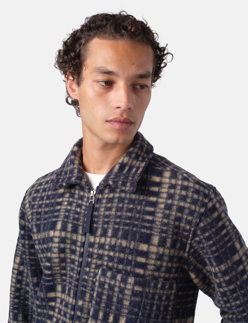 Universal Works Zip Uniform Jacket (Telepass Fleece) - Navy Blue