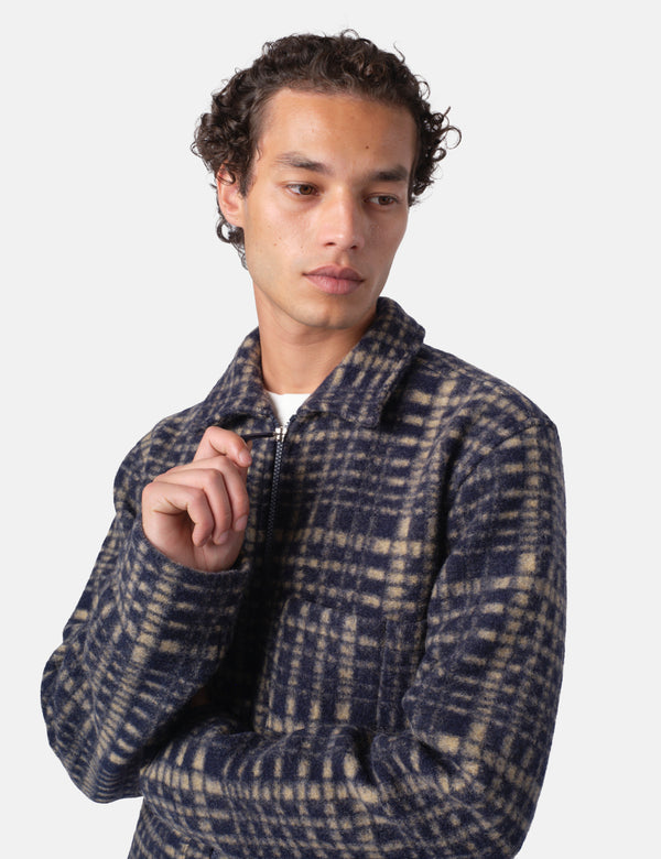 Universal Works Zip Uniform Jacket (Telepass Fleece) - Navy Blue