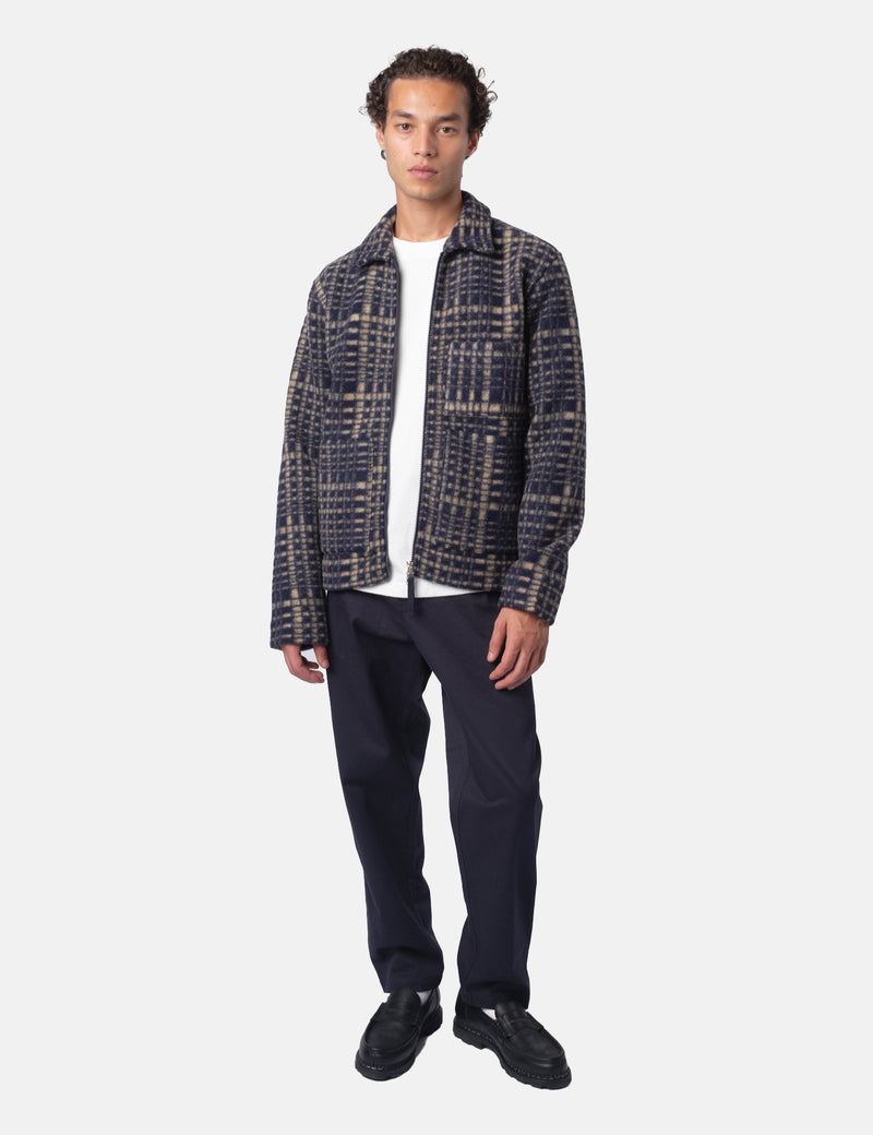 Universal Works Zip Uniform Jacket (Telepass Fleece) - Navy Blue
