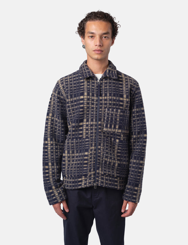 Universal Works Zip Uniform Jacket (Telepass Fleece) - Navy Blue