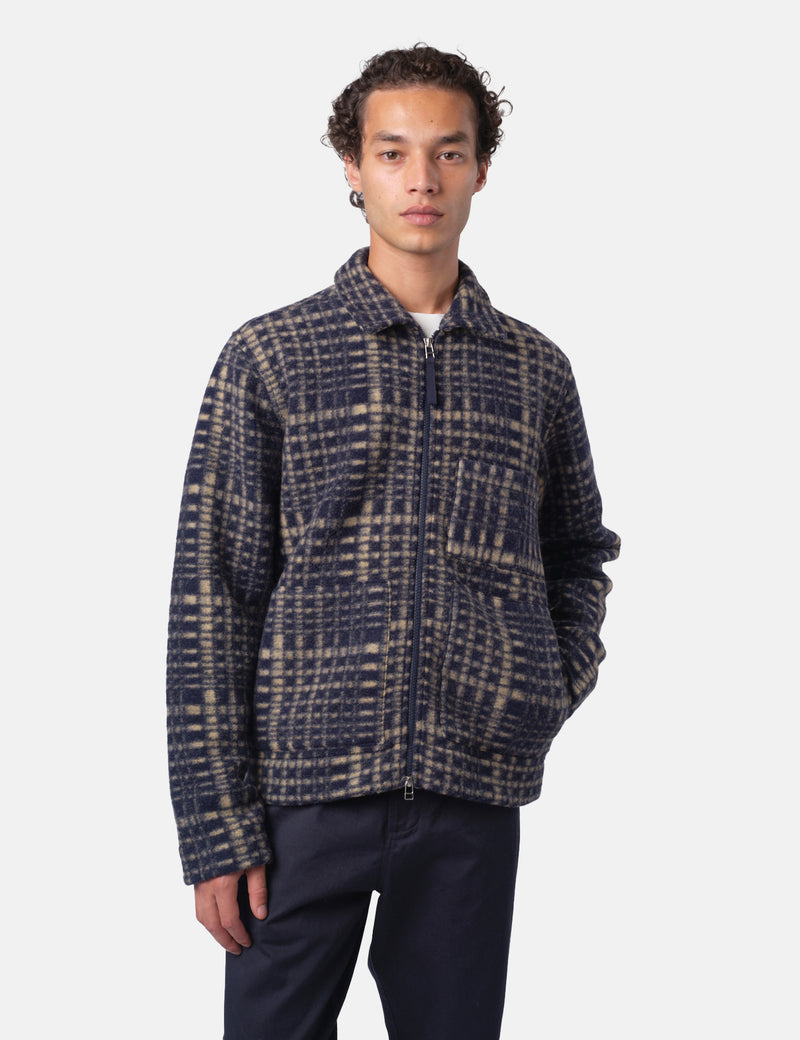 Universal Works Zip Uniform Jacket (Telepass Fleece) - Navy Blue