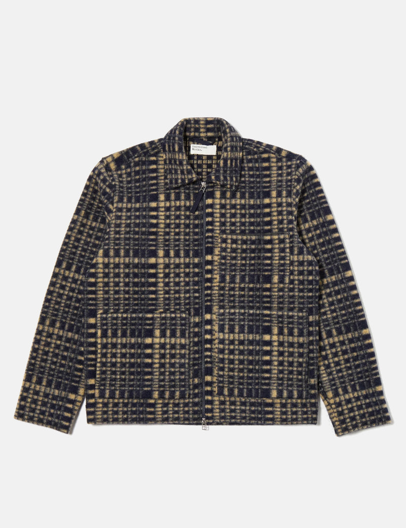 Universal Works Zip Uniform Jacket (Telepass Fleece) - Navy Blue