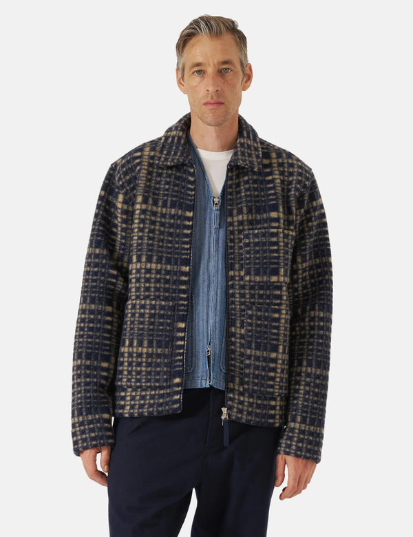 Universal Works Zip Uniform Jacket (Telepass Fleece) - Navy Blue