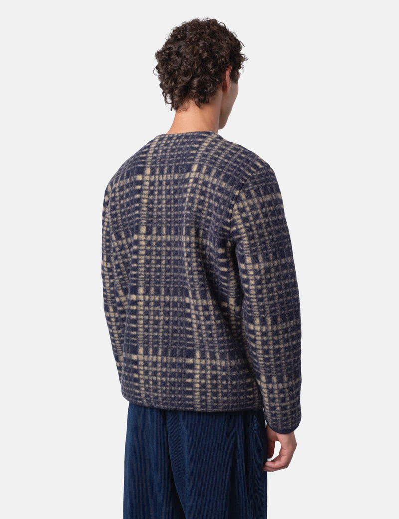 Universal Works Cardigan (Telepass Fleece) - Navy Blue