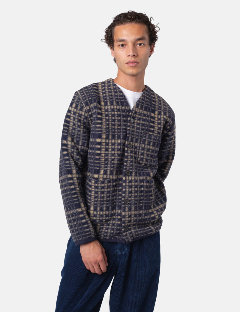Universal Works Cardigan (Telepass Fleece) - Navy Blue
