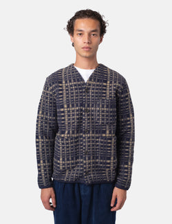 Universal Works Cardigan (Telepass Fleece) - Navy Blue