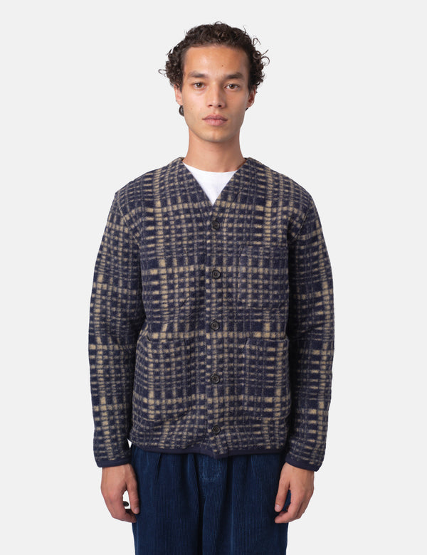 Universal Works Cardigan (Telepass Fleece) - Navy Blue