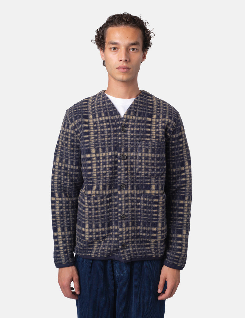 Universal Works Cardigan (Telepass Fleece) - Navy Blue