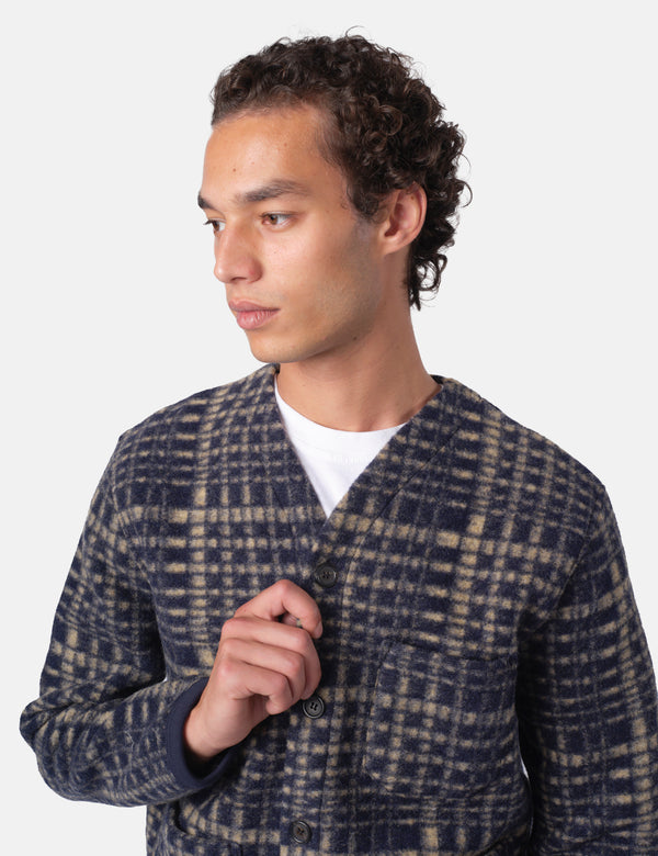 Universal Works Cardigan (Telepass Fleece) - Navy Blue