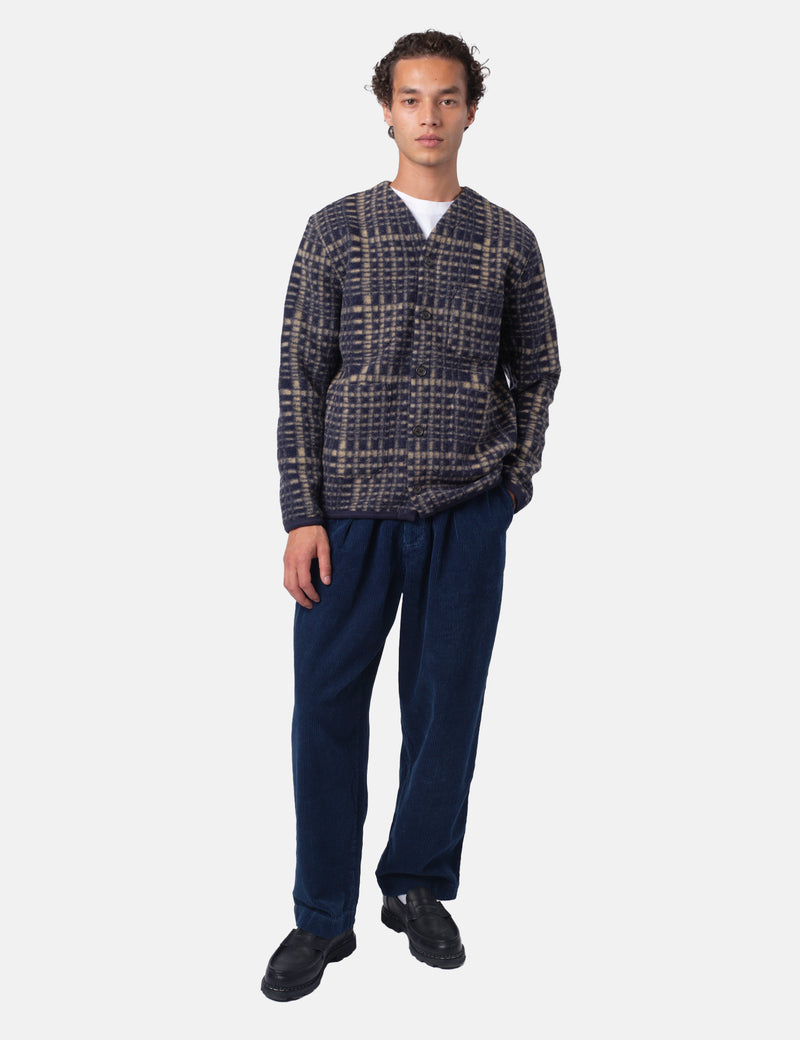 Universal Works Cardigan (Telepass Fleece) - Navy Blue