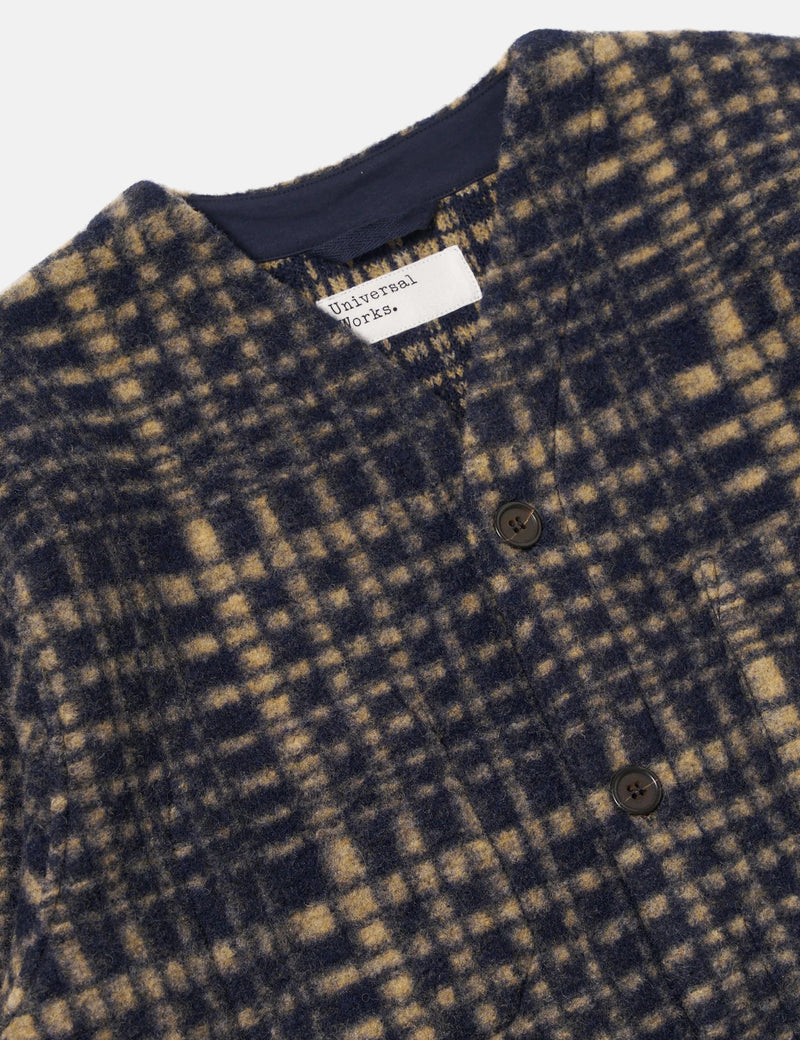 Universal Works Cardigan (Telepass Fleece) - Navy Blue