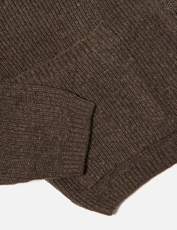 Universal Works Zip Cardigan (Eco Wool) - Brown