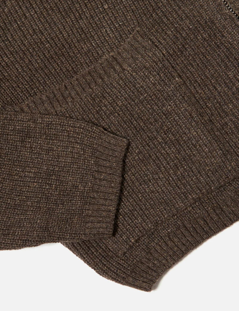 Universal Works Zip Cardigan (Eco Wool) - Brown