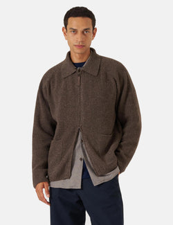 Universal Works Zip Cardigan (Eco Wool) - Brown