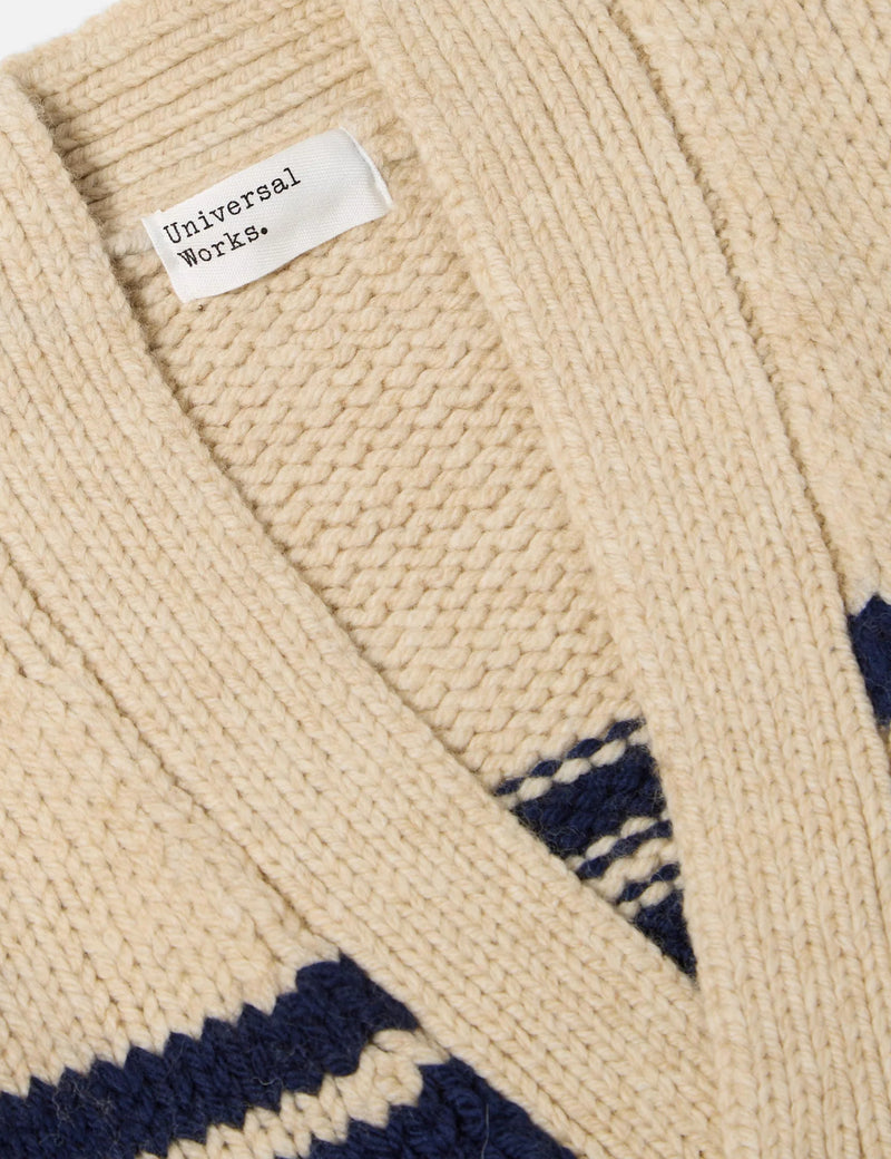 Universal Works Langdale Cardigan (Chunky Knit Stripe) - Sand