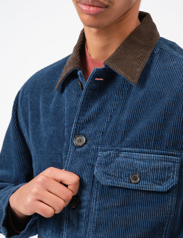 Universal Works Utility Jacket (Cord) - Indigo Blue
