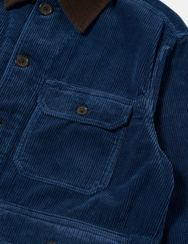 Universal Works Utility Jacket (Cord) - Indigo Blue