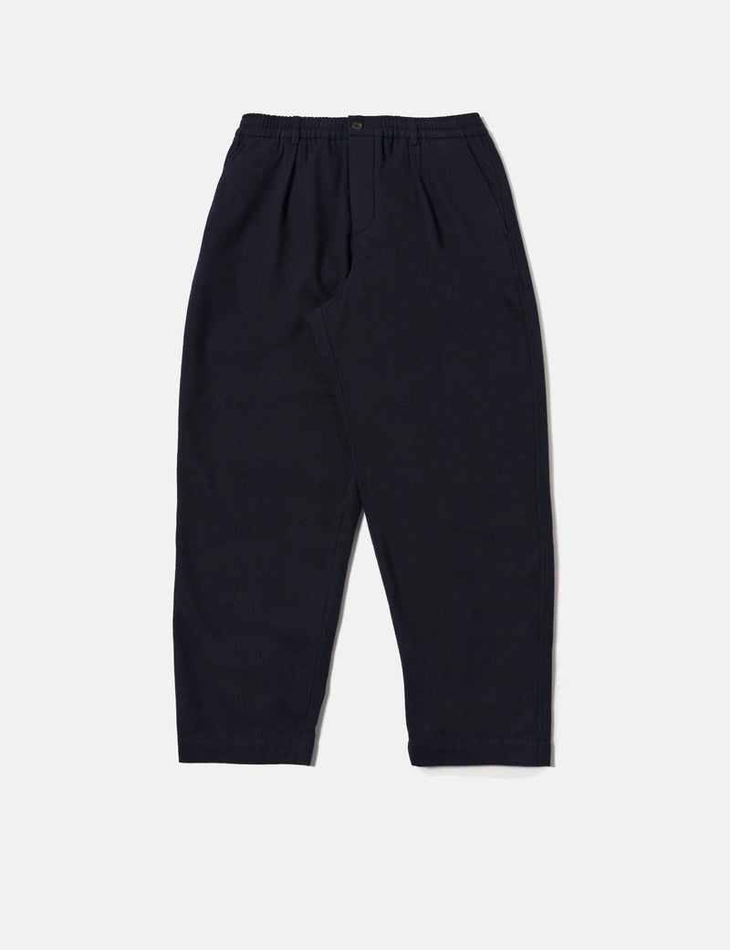 Universal Works Pleated Track Pant (Recycled Wool) - Dark Navy