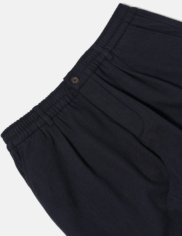 Universal Works Pleated Track Pant (Recycled Wool) - Dark Navy