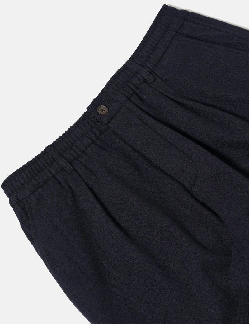 Universal Works Pleated Track Pant (Recycled Wool) - Dark Navy