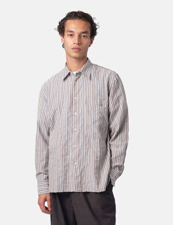 Universal Works Station Shirt (Madison Stripe) - Brown