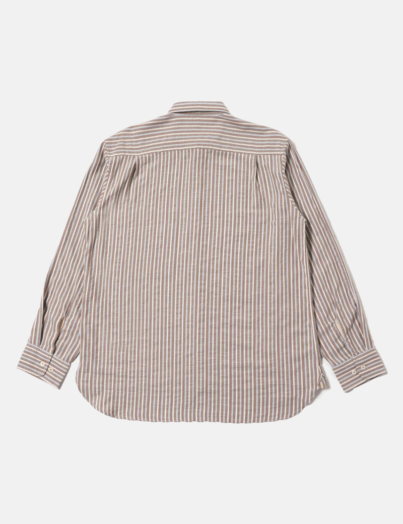Universal Works Station Shirt (Madison Stripe) - Brown