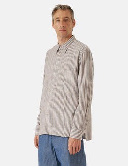 Universal Works Station Shirt (Madison Stripe) - Brown