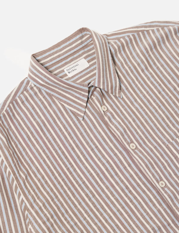 Universal Works Station Shirt (Madison Stripe) - Brown