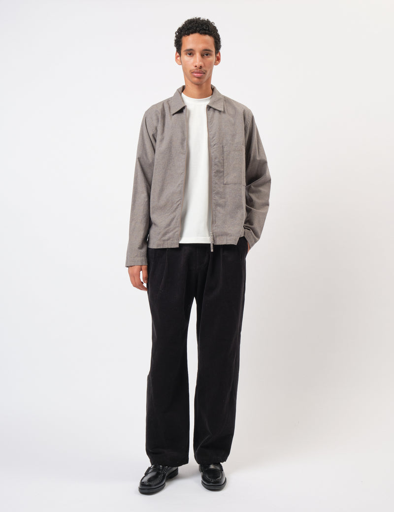 Universal Works Zip Shirt (Brushed Flannel) - Brown